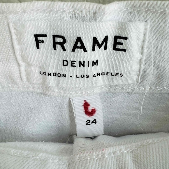 FRAME Foliage Embroidered White Mini Denim Mini Skirt Pockets‎ Zip Fly Size 24 - Picture 9 of 11